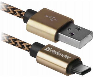 USB Defender USB AM-TYPE C kabel 1m 2.1A zlatý