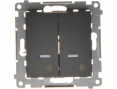 Kontakt-Simon Simon 54 Dvojitý křížový spínač s podsvícením (modul) 10AX 250V rychlospojky matná černá DW7/2L.01/49
