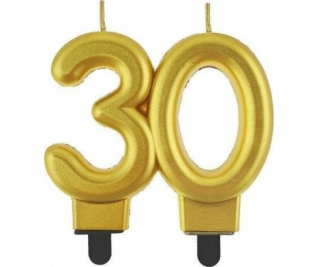 GoDan Number svíčka 30 Beauty&Charm metalická zlatá 8cm