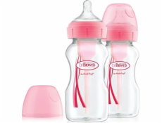 Dětská kojenecká láhev Dr Browns široké hrdlo Options+ 0m+ růžová 270ml 2 kusy (WB92601)
