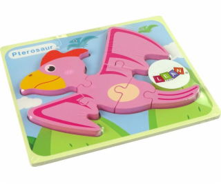 Import leantoys Wooden Puzzle Dinosaur Pterodactyl Pink