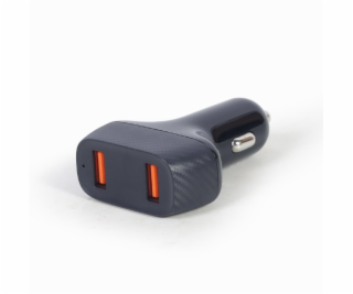 Gembird Nabíječka do auta, 2x USB, fast charger, QC3.0, 3...