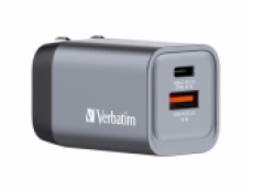 Cestovní adaptér GNC-35, GaN zástrčka, 1xUSB-C PD 35W, 1xUSB-A QC 3.0, Verbatim