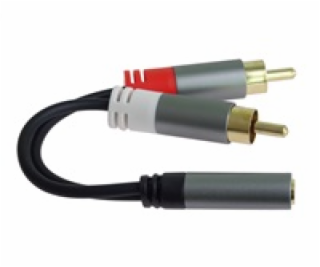 PremiumCord kabel HQ Jack 3.5mm Female - 2x CINCH Male 15cm
