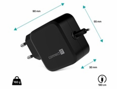 CONNECT IT C-Power Mini univerzální notebookový adaptér USB-C, PD 67 W, černá