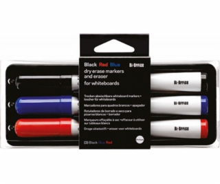 Sada Bi-Office Whiteboard, nemagnetická guma a 3 fixy