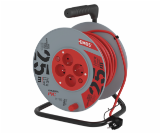 PVC kabel na bubnu s vypínačem – 4 zásuvky, 25m, 1,5mm2