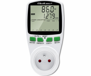 Wattmetr Qoltec Počítadlo spotřeby energie PM0627 s histo...