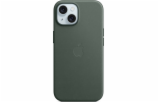 Látkové pouzdro Apple FineWoven s MagSafe pro iPhone 15 - věčně zelená