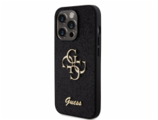 Guess PU Fixed Glitter 4G Metal Logo Zadní Kryt pro iPhone 15 Pro Black