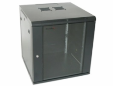 XtendLan 19  nástěnný rozvaděč 15U, šířka 600mm, hloubka 600mm, nosnost 60 kg, skleněné kouřové dveře, svařovaný, černý
