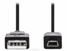 NEDIS kabel USB 2.0/ zástrčka USB-A - 5pinová zástrčka mini USB/ černý/ 2m