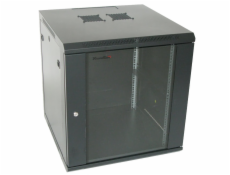 XtendLan 19  nástěnný rozvaděč 15U, šířka 600mm, hloubka 600mm, nosnost 60 kg, skleněné kouřové dveře, svařovaný, černý