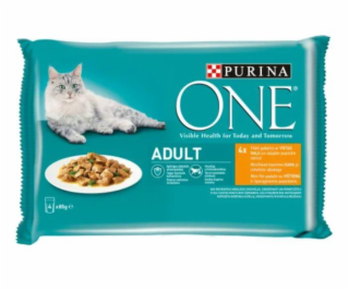 Mokré krmivo pro kočky ONE, kuřecí maso, 4 × 85 g