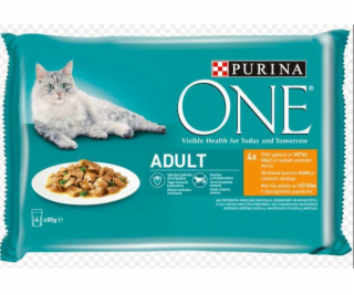 Mokré krmivo pro kočky ONE, kuřecí maso, 4 × 85 g
