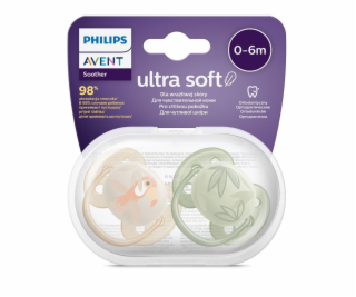 Šidítko Avent Ultrasoft Premium zvířátka 0-6 m 2ks kluk