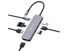 VERBATIM Hub USB-C Pro Multiport 8 Port, 3x USB 3.2, 1x USB-C, 2xHDMI, microSD/SD, šedá