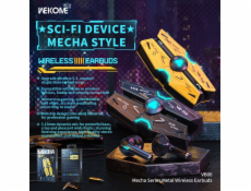 Bezdrátová sluchátka řady VB06 Mecha - Bluetooth V5.3 TWS s nabíjecím pouzdrem žlutá