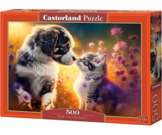 Castorland Puzzle 500 dielikov Mačiatko pes nový priateľ?