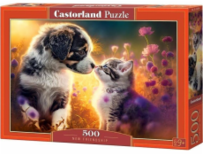 Castorland Puzzle 500 dielikov Mačiatko pes nový priateľ?