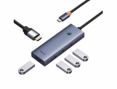 Adapteris Baseus HDMI + 4 x USB 3.0, HDMI/USB-C, 0.1m, 40 W