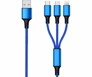 USB 2GO USB-A - USB-C + microUSB + Lightning kabel 1,5 m ...