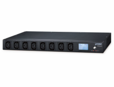 Planet IPM-8221, IP ovládání 8x zásuvek 240V/10A, 1U Rack/desktop, LED+displej, port pro senzor