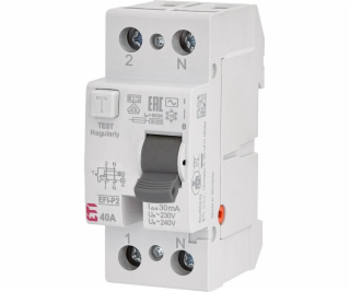 Relé pre odber prúdu EFI-P2, 40A, 10kA, 30mA AC, 1P+N