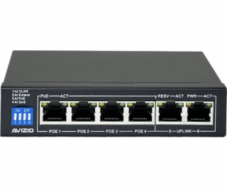 AVIZIO Switch 4x RJ45 PoE 1Gb/s + 2x RJ45 Uplink 1Gb/s