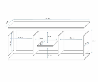 Cama TV stand SOHO 180 lefkas oak/black