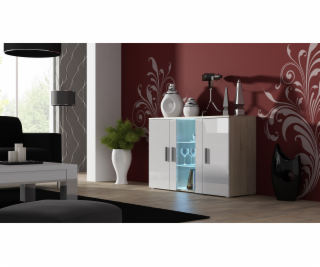 Příborník Cama 120 cm SOHO S7 dub sonoma/bílý lesk