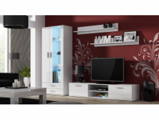 Sada SOHO 8 (skříňka RTV180 + S6 + police) Bílá / Bílá lesklá