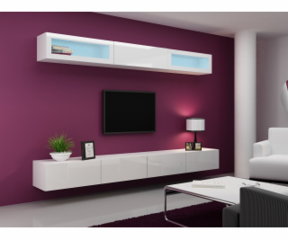Cama Obývací skříň sestava VIGO 11 bílá/bílý lesk