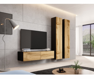 Obývací skříň Cama sestava VIGO 9 černá/dub wotan