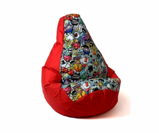 Sako bag pouffe Potisk hrušky červená-graffiti XL 130 x 9...