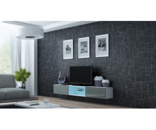 Cama TV stolek VIGO GLASS 30/180/40 bílá/šedá lesk