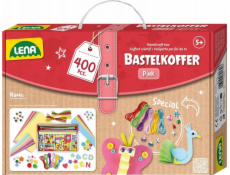 Lena Kreativní kufřík pro malé kutily, růžový 400 ks