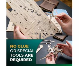 Ugears 2.5D dřevěné mechanické puzzle Stíhací letadlo