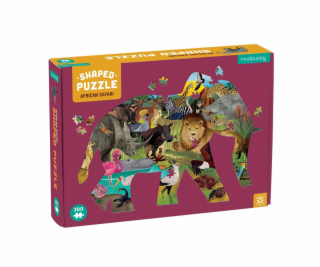 Mudpuppy Puzzle Africké safari ve tvaru slona 300 dílků