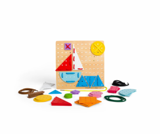 Bigjigs Toys Dřevěná šněrovací hra Geometrické tvary
