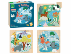 Vilac Dřevěné puzzle Světová zvířata