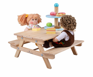 Bigjigs Toys Dřevěná pikniková lavička pro panenky
