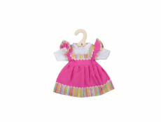 Bigjigs Toys Růžové šaty s pruhovaným lemováním pro panenku 28 cm