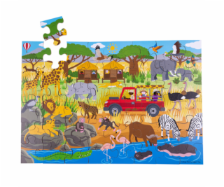 Bigjigs Toys Podlahové puzzle Africké dobrodružné 48 dílků