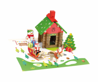 Jeujura Dřevěná stavebnice 50 dílů Dům Santy