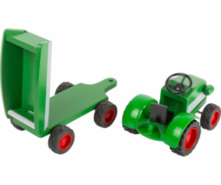 small foot Dřevěný traktor s vlečkou zelený