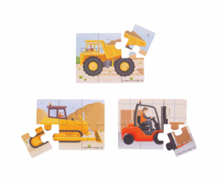 Bigjigs Toys Puzzle 3v1 Stavební stroje