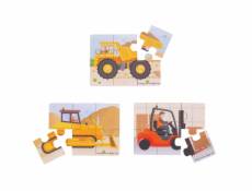 Bigjigs Toys Puzzle 3v1 Stavební stroje