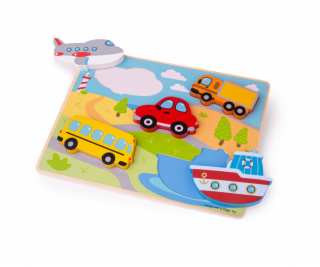 Bigjigs Toys Vkládací puzzle dopravní prostředky