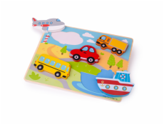 Bigjigs Toys Vkládací puzzle dopravní prostředky